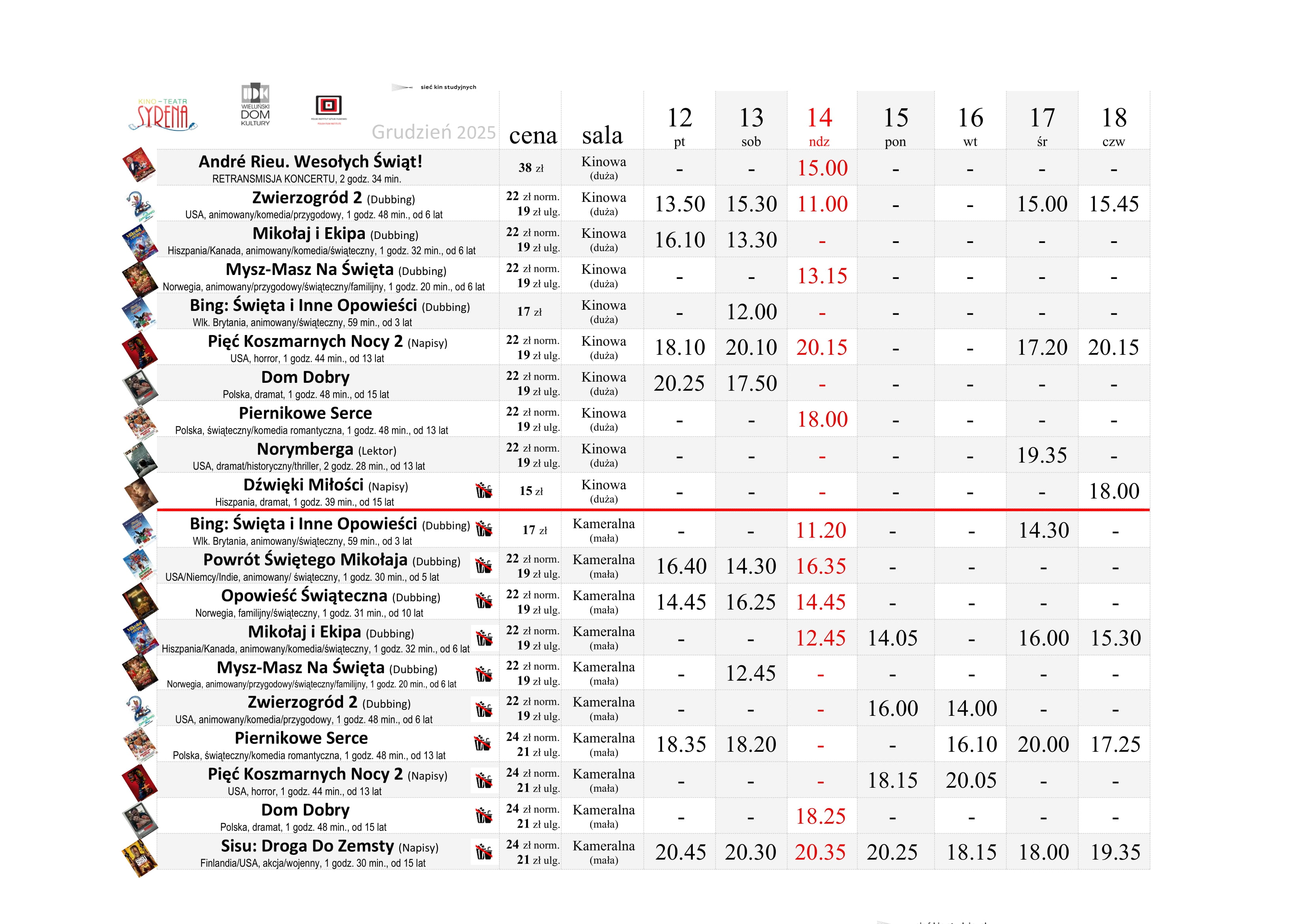 Świąteczne klimaty w repertuarze kina Syrena w Wieluniu. Sprawdzamy, co grają