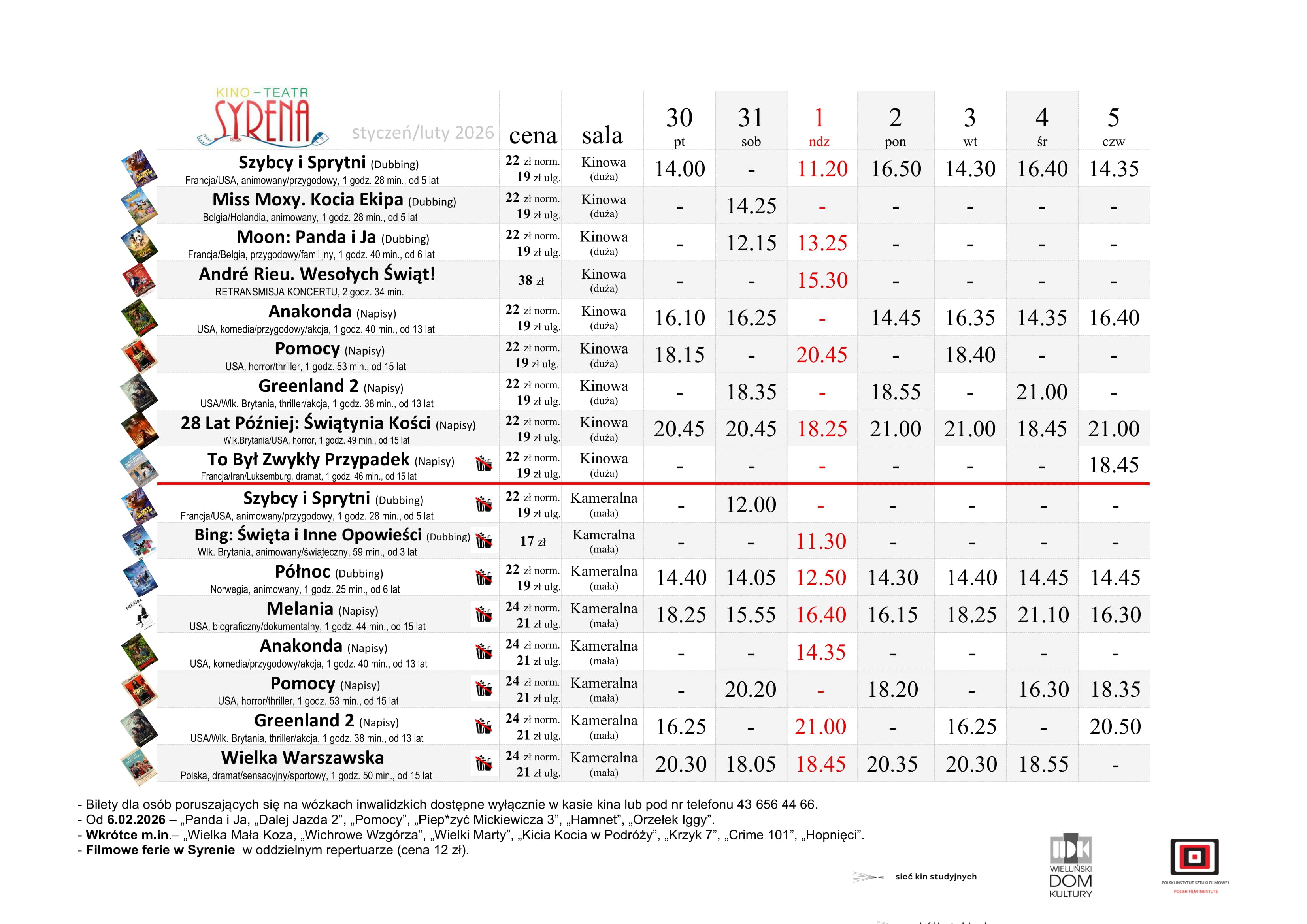 Kino w Wieluniu pokazało nowy repertuar. Będą też specjalne seanse na ferie 2026