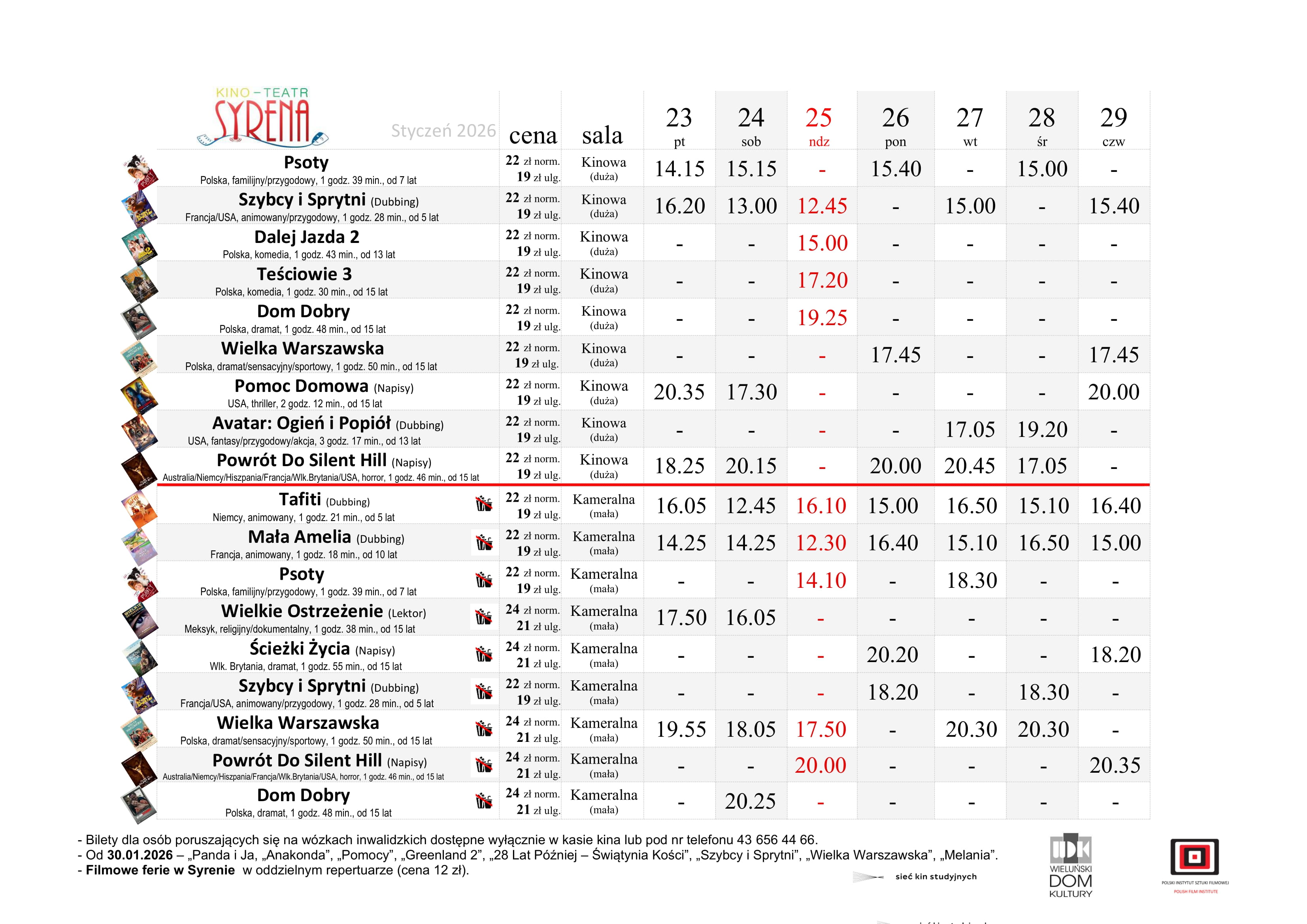 „Powrót do Silent Hill” i nie tylko. Co grają w kinie Syrena w Wieluniu pod koniec stycznia 2026