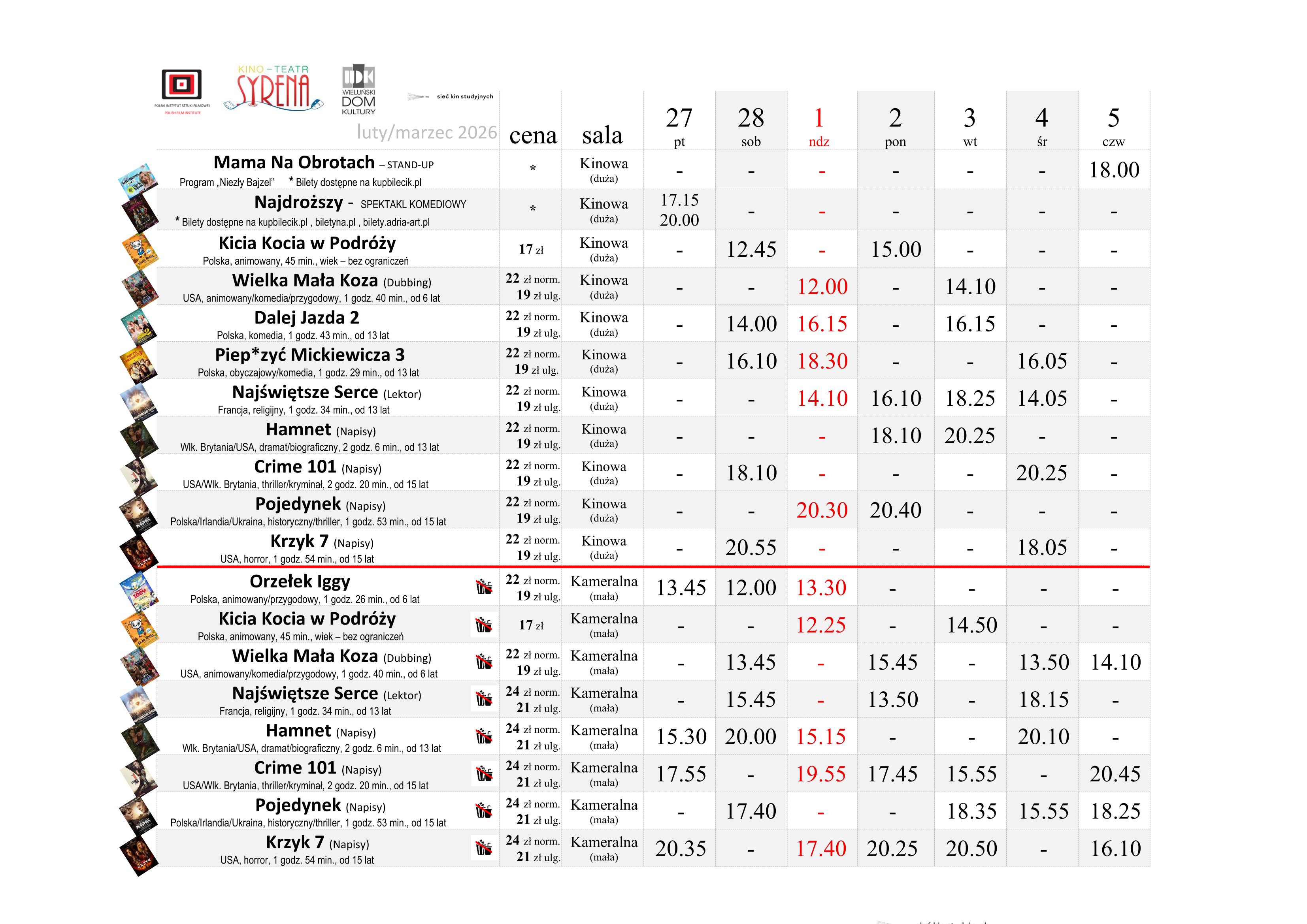 Sprawdzamy repertuar wieluńskiego kina na przełom lutego i marca 2026